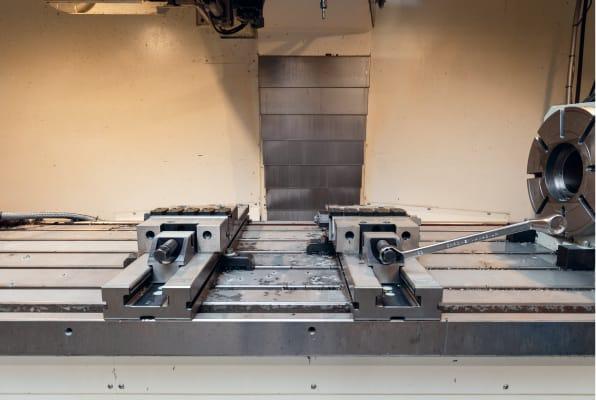 Inside view of CNC milling machine working area