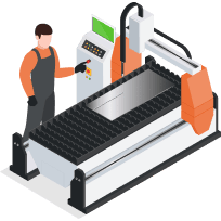 Plasma cutting machine illustration