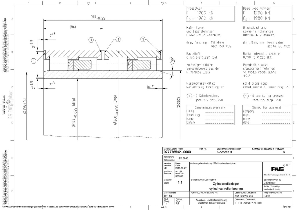 F-585807.LZL Inner ring for bearing Z-507536.ZL