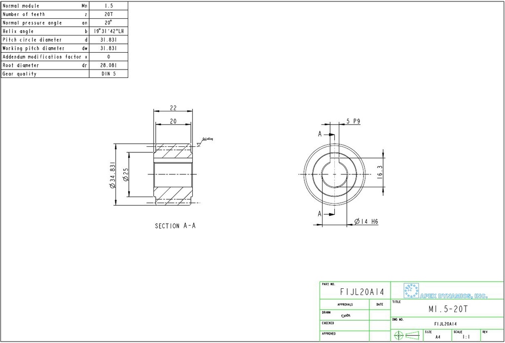 F1JL20A14 Pinion