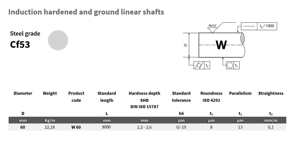 W60-3000-H6-C53 Shaft